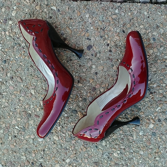 John Fluevog Red Stiletto Heels - Picture 6 of 11